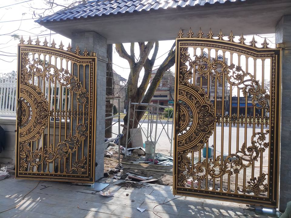 Cổng ấm sàn 2 cánh mẫu 1